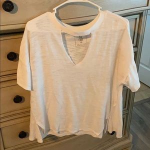 White Choker Neck Free People Shirt